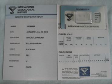 Preview: Diamant im Brillantschliff 0.07 ct / SI2 / H / Good / mit IGI Report