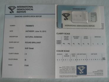 Preview: Diamant im Brillantschliff 0.07 ct / I1 / G / Fair / mit IGI Report