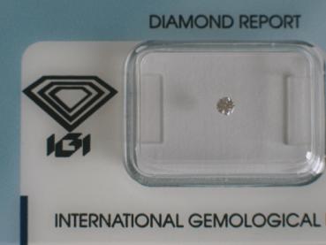 Diamant im Brillantschliff 0.06 ct / VS1 / G / Good / mit IGI Report
