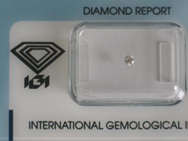 Diamant im Brillantschliff 0.07 ct / SI1 / F / Fair / mit IGI Reportie