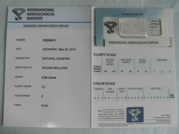 Preview: Diamant im Brillantschliff 0.05 ct / I2 / F / Fair / mit IGI Report