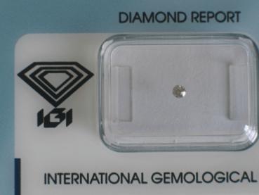 Diamant im Brillantschliff 0.05 ct / VVS2 / E / Good / mit IGI Report