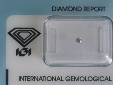 Diamant im Brillantschliff 0.04 ct / SI2 / I / Good / mit IGI Report