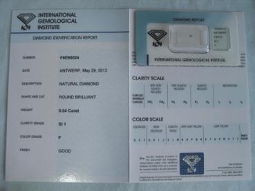 Preview: Diamant im Brillantschliff 0.04 ct / SI1 / F / Good / mit IGI Report
