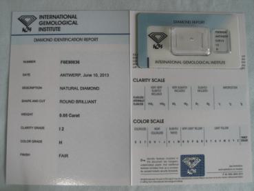 Preview: Diamant im Brillantschliff 0.05 ct / I2 / H / Fair / mit IGI Report
