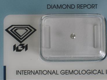 Diamant im Brillantschliff 0.05 ct / SI1 / F / Fair / mit IGI Report