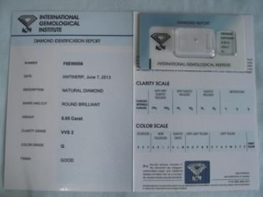 Preview: Diamant im Brillantschliff 0.05 ct / VVS2 / G / Good / mit IGI Report