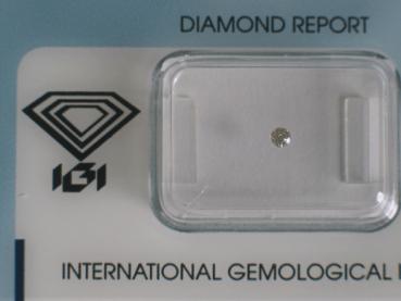 Diamant im Brillantschliff 0.05 ct / VVS2 / J / Fair / mit IGI Report