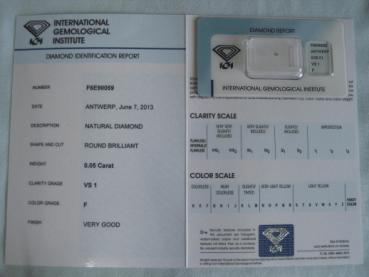 Preview: Diamant im Brillantschliff 0.05 ct / VS1 / F / Very Good / mit IGI Report