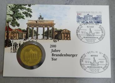 Numisbrief mit 10 DM Gedenkmünze "200 Jahre Brandenburger Tor" 625er Silber