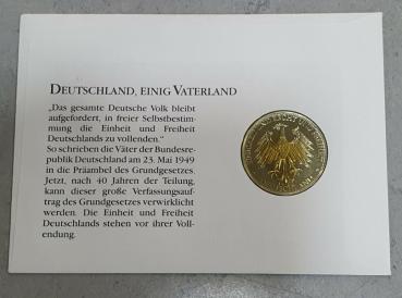 Numisbrief mit Medaille "Deutschland Einig Vaterland" vergoldet