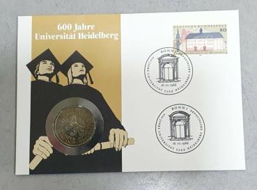 Numisbrief mit 5 DM Gedenkmünze "600 Jahre Ruprecht-Karls-Universität Heidelberg"aus CuNi