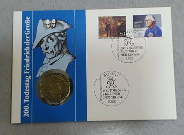 Numisbrief mit 5 DM Gedenkmünze "200. Todestag von Friedrich dem Großen" aus CuNi