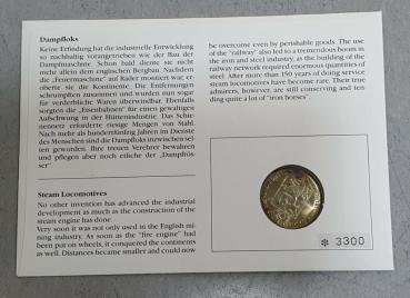 Preview: Numisbrief mit Medaille "150 Jahre Eisenbahn in der Tschechoslowakei", vergoldet