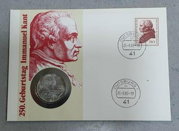 Numisbrief mit 5 DM Gedenkmünze "250. Geburtstag von Immanuel Kant" aus 625er Silber