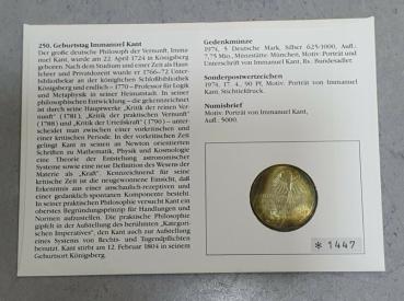 Preview: Numisbrief mit 5 DM Gedenkmünze "250. Geburtstag von Immanuel Kant" aus 625er Silber
