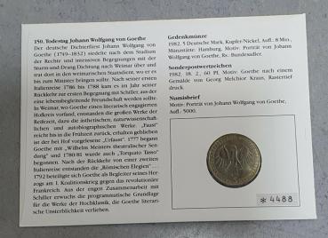 Preview: Numisbrief mit 5 DM Gedenkmünze "150. Todestag von Johann Wolfgang von Goethe" aus CuNi