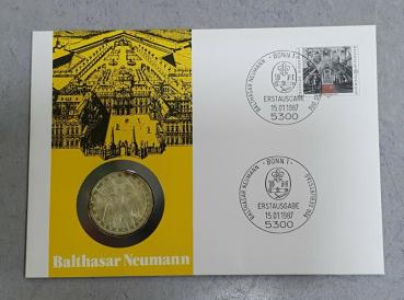 Numisbrief mit 5 DM Gedenkmünze "225. Todestag von Balthasar Neumann" aus 625er Silber