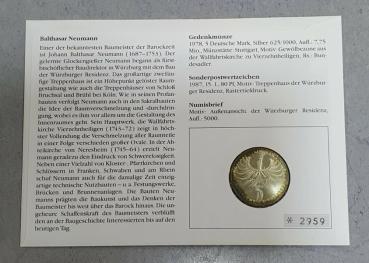 Numisbrief mit 5 DM Gedenkmünze "225. Todestag von Balthasar Neumann" aus 625er Silber