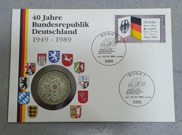 Numisbrief mit 10 DM Gedenkmünze "40 Jahre Bundesrepublik Deutschland" aus 625er Silber