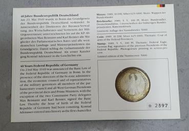 Preview: Numisbrief mit 10 DM Gedenkmünze "40 Jahre Bundesrepublik Deutschland" aus 625er Silber