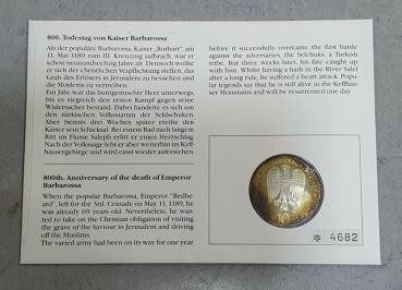 Preview: Numisbrief mit 10 DM Gedenkmünze "800. Todestag von Kaiser Friedrich I. Barbarossa" aus 625er Silber