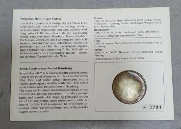 Preview: Numisbrief mit 10 DM Gedenkmünze "800 Jahre Hafen und Hamburg" aus 625er Silber