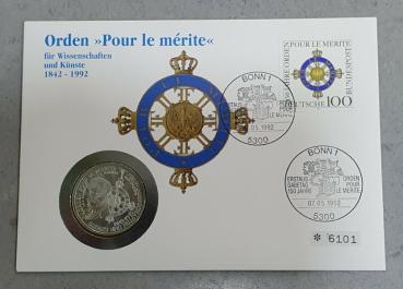Numisbrief mit 10 DM Gedenkmünze "Orden Pour le Mérite" aus 625er Silber