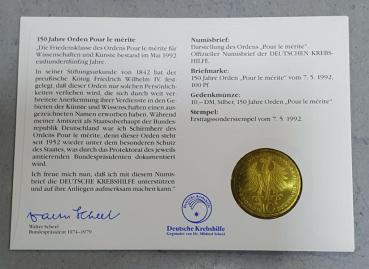 Preview: Numisbrief mit 10 DM Gedenkmünze "Orden Pour le Mérite" aus 625er Silber