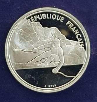 Preview: 100 Francs 1989 XVI. Olympische Winterspiele, Albertville 1992 - Ski Alpin, Frankreich, Silber 900