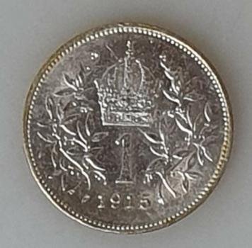 1 Krone 1915, Kaiser Franz-Joseph, Österreich, 835er Silber in OVP/Zertifikat