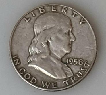 1/2 Dollar 1958, Franklin Half Dollar, USA,  aus 900er Silber