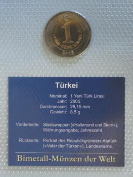 1 Yeni Türk Lirasi aus der Türkei 2005 im Blister