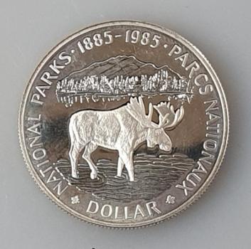 1 Canada Dollar 1985  "100 Jahre Nationalpark" aus 500er Silber