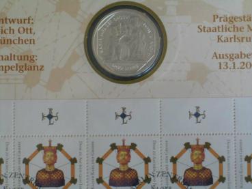 Numisblatt 1/2000 mit Gedenkmünze 10 DM Kaiserkrönung Karl der Große im Dom zu Aachen
