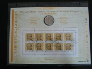 Preview: Numisblatt 3/1999 mit Gedenkmünze 10 DM Goethe 250. Geburtstag Weimar