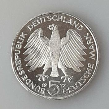 5 DM "200. Geburtstag von Carl Friedrich Gauss" Feinsilber: 7,0g