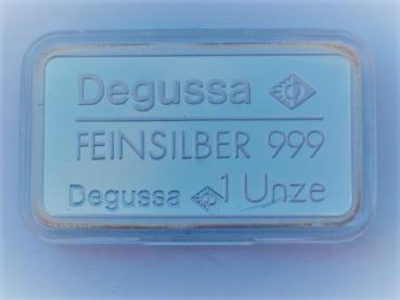 Historischer Degussa Silberbarren 1 oz, Feinsilber 999 in OVP, Rückseitenmotiv: 700 Jahre Düsseldorf (2)