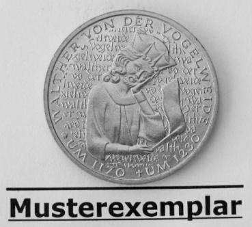 5 DM Gedenkmünze "750. Todestag von Walther von der Vogelweide" aus Cu/ Ni, 1980