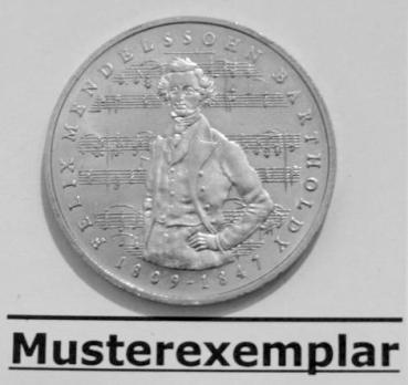 5 DM Gedenkmünze"175. Geburtstag von Felix Mendelssohn Bartholdy" aus Cu/ Ni 1984