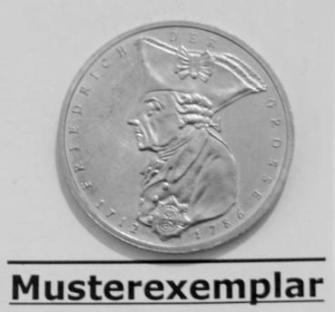 5 DM Gedenkmünze "200. Todestag von Friedrich dem Großen" aus Cu/ Ni 1986