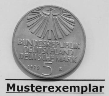 5 DM Gedenkmünze "100. Geburtstag von Otto Hahn" aus Cu/ Ni 1979