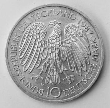 10 DM Gedenkmünze "30 Jahre Römische Verträge" aus 625er Silber 1987