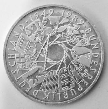 10 DM Gedenkmünze "40 Jahre Bundesrepublik Deutschland" aus 625er Silber 1989
