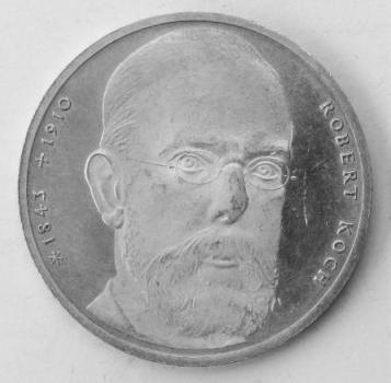 10 DM Gedenkmünze "150. Geburtstag von Robert Koch" aus 625er Silber 1993