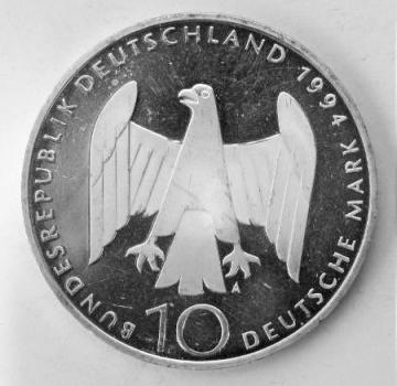 10 DM Gedenkmünze "50. Jahrestag d. 20. Juli 1944" "Widerstand" aus 625er Silber 1994
