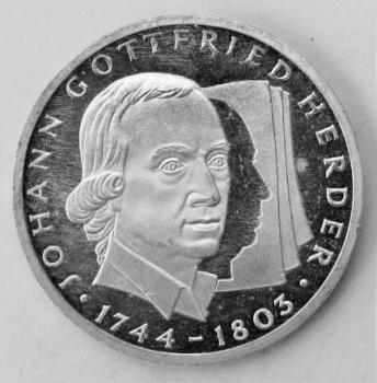 10 DM Gedenkmünze "250. Geburtstag von Johann Gottfried Herder" aus 625er Silber 1994