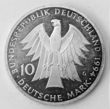 10 DM Gedenkmünze "250. Geburtstag von Johann Gottfried Herder" aus 625er Silber 1994