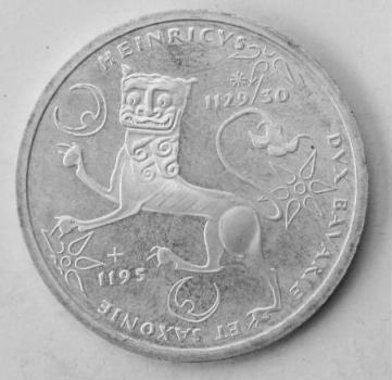 10 DM Gedenkmünze "800. Todestag Heinrichs des Löwen" aus 625er Silber 1995
