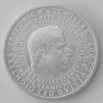 10 EUR Gedenkmünze "200. Todestag des Dichters Friedrich von Schiller" aus 925er Silber